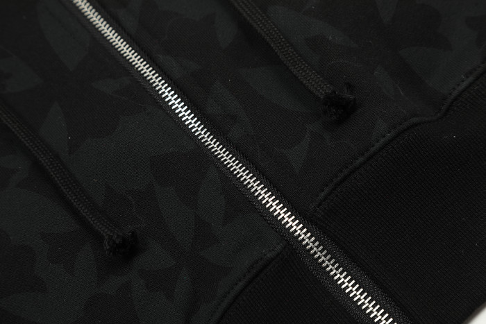 Ch*0me He**ts horseshoe floral zip up hoodie ke818