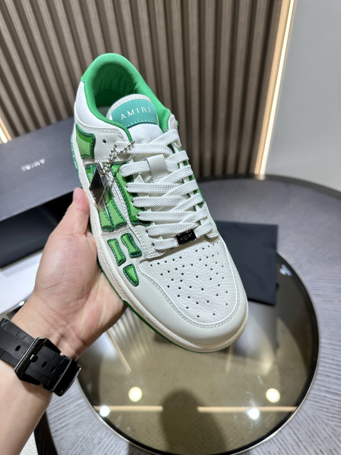 amiri skeleton low-skel top sneakers white green ps24mfs005-310