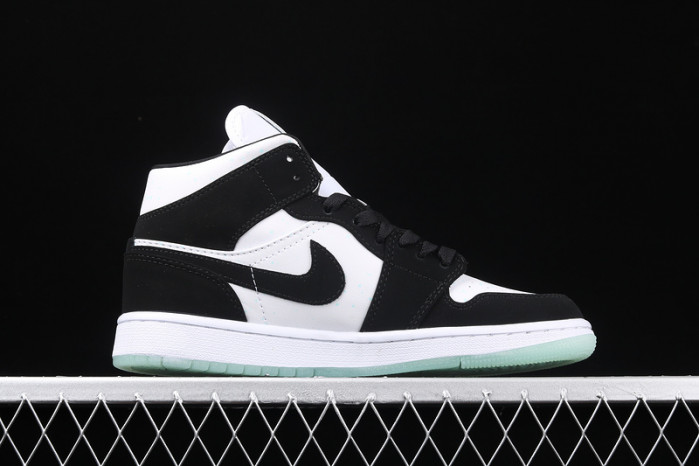 air jordan 1 mid white black teal tint (gs) bq6931-103