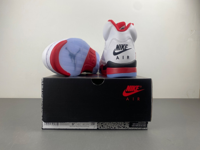 OFF WHITE AIR JORDAN 5 FIRE RED BLACK TONGUE - HQ7978-101