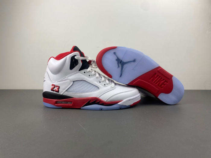 OFF WHITE AIR JORDAN 5 FIRE RED BLACK TONGUE - HQ7978-101