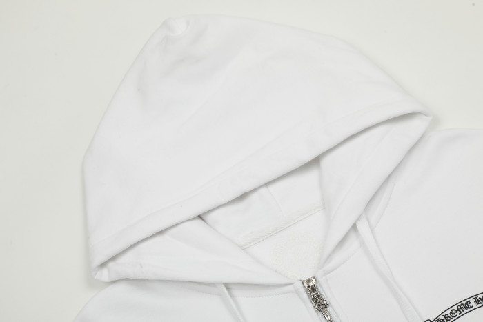 Ch*0me He**ts horseshoe floral zip up hoodie ke816