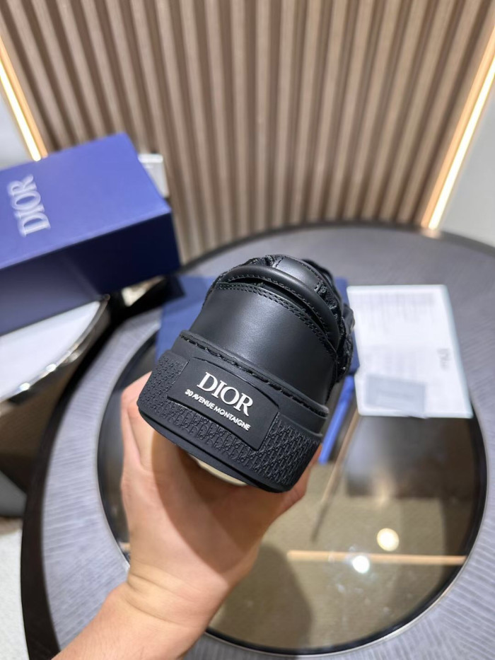 D*or b33 sneaker black smooth calfskin oblique raised embroidery