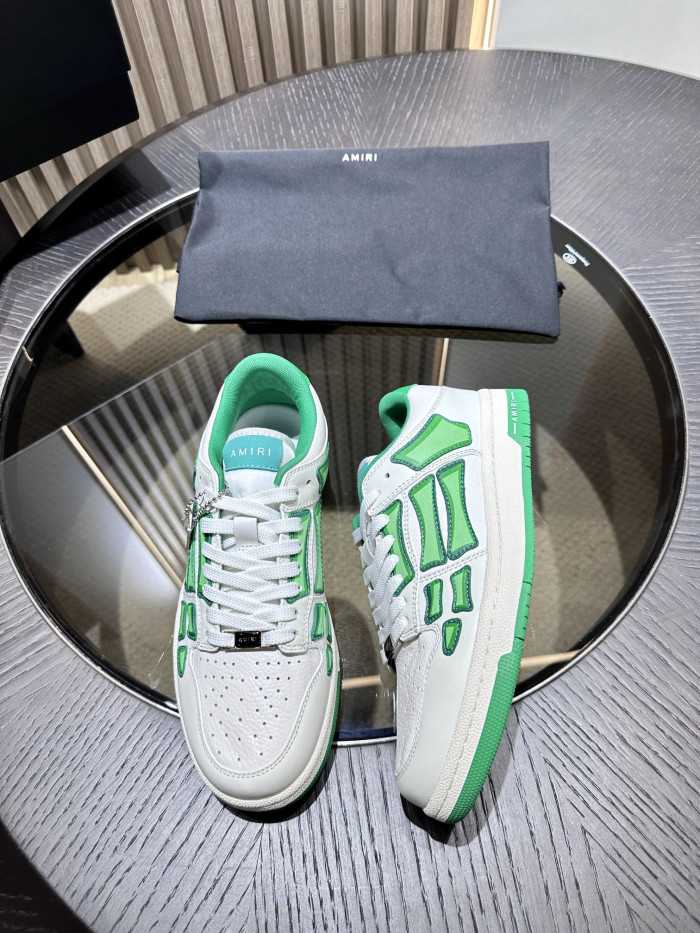 amiri skeleton low-skel top sneakers white green ps24mfs005-310