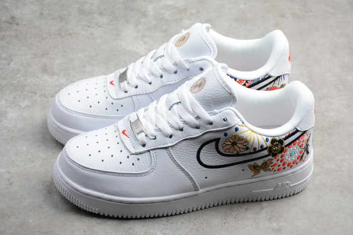 nike air force 1 07 lny qs lunar new year white flowers womens - aj8298-100
