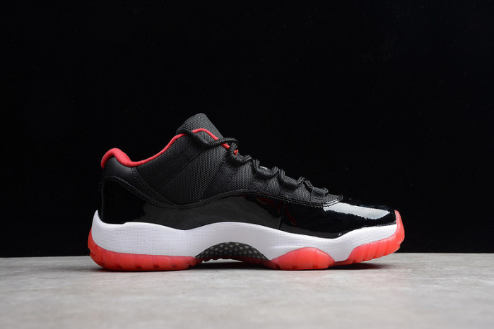 air jordan 11 retro low "bred" black/ red mens 528895-012