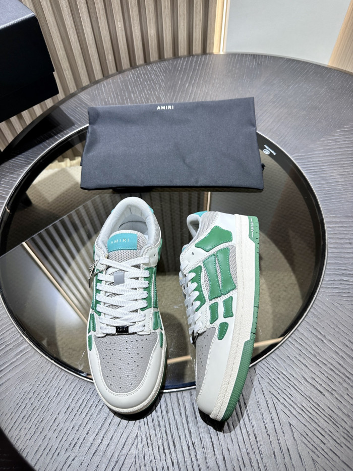 amiri skeleton low-skel top sneakers white green mfs003-114