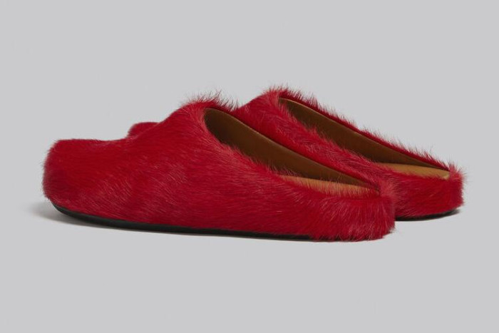 MARNI FUCHSIA LONG HAIR-FUSSBET SABOT SLIPPERS 2412205